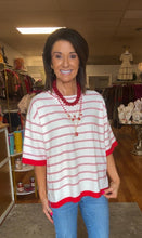 Viscose Stripe Short Sleeve Sweater