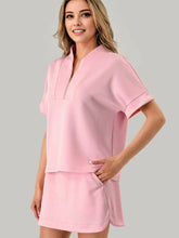 Pink Scuba Short Sleeve 1/4 Zip Top and Skort Set Pink