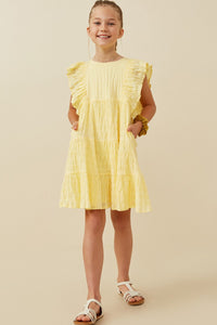 Girls Shadow Texture Exaggerated Ruffle Dress