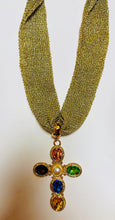 Cross Charm Mesh Statement Necklace multi color cross