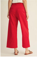 Red Scallop Edge Pocket Detail Wide Leg Pants