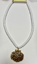 White Beaded Necklace with seashell