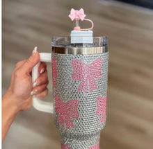 Crystal pink bow tumbler🩶🎀