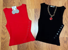 Boat Neck Button Down Sleeveless Top
