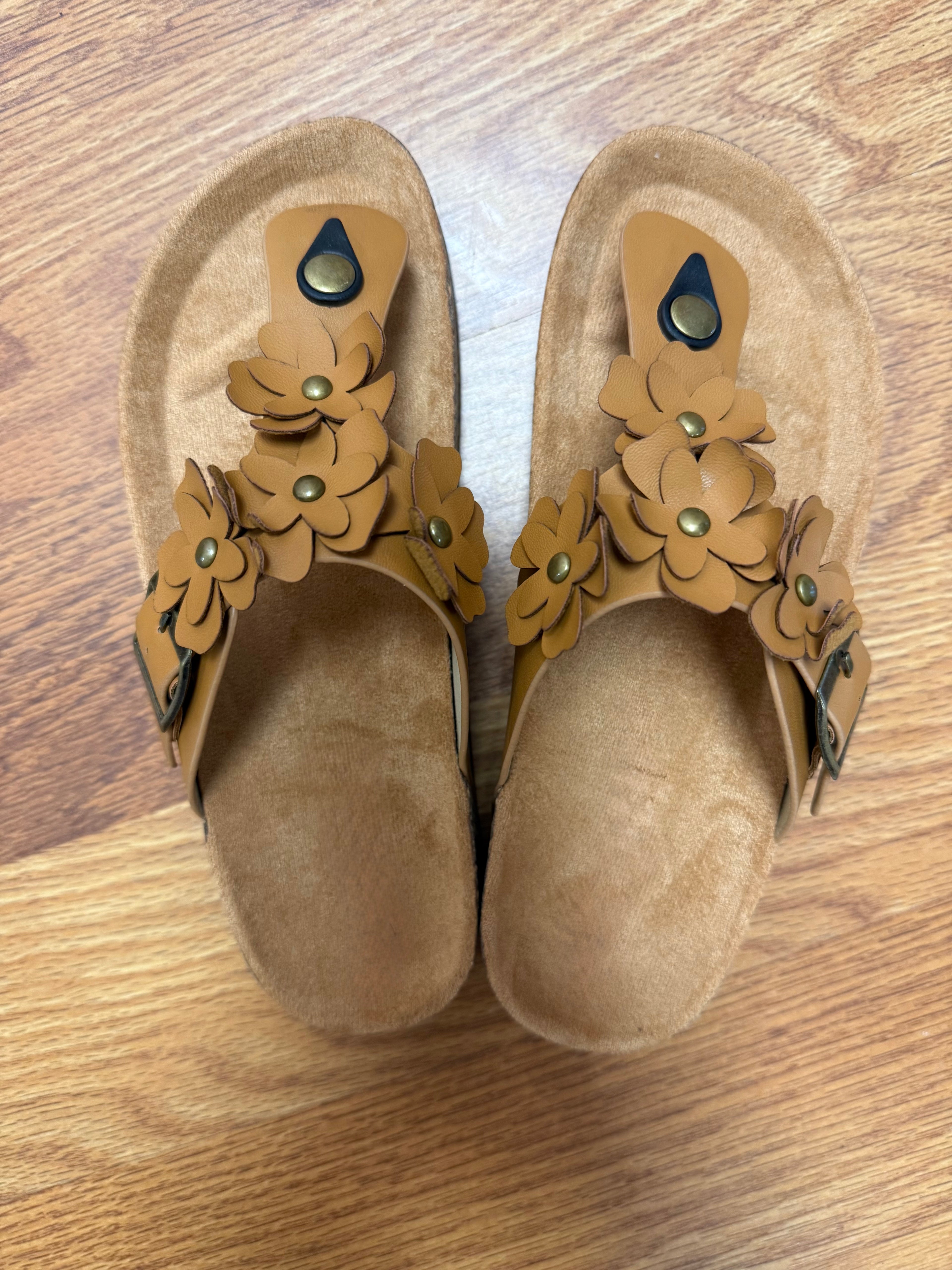 Floral Embellishments tan Casual Sandal