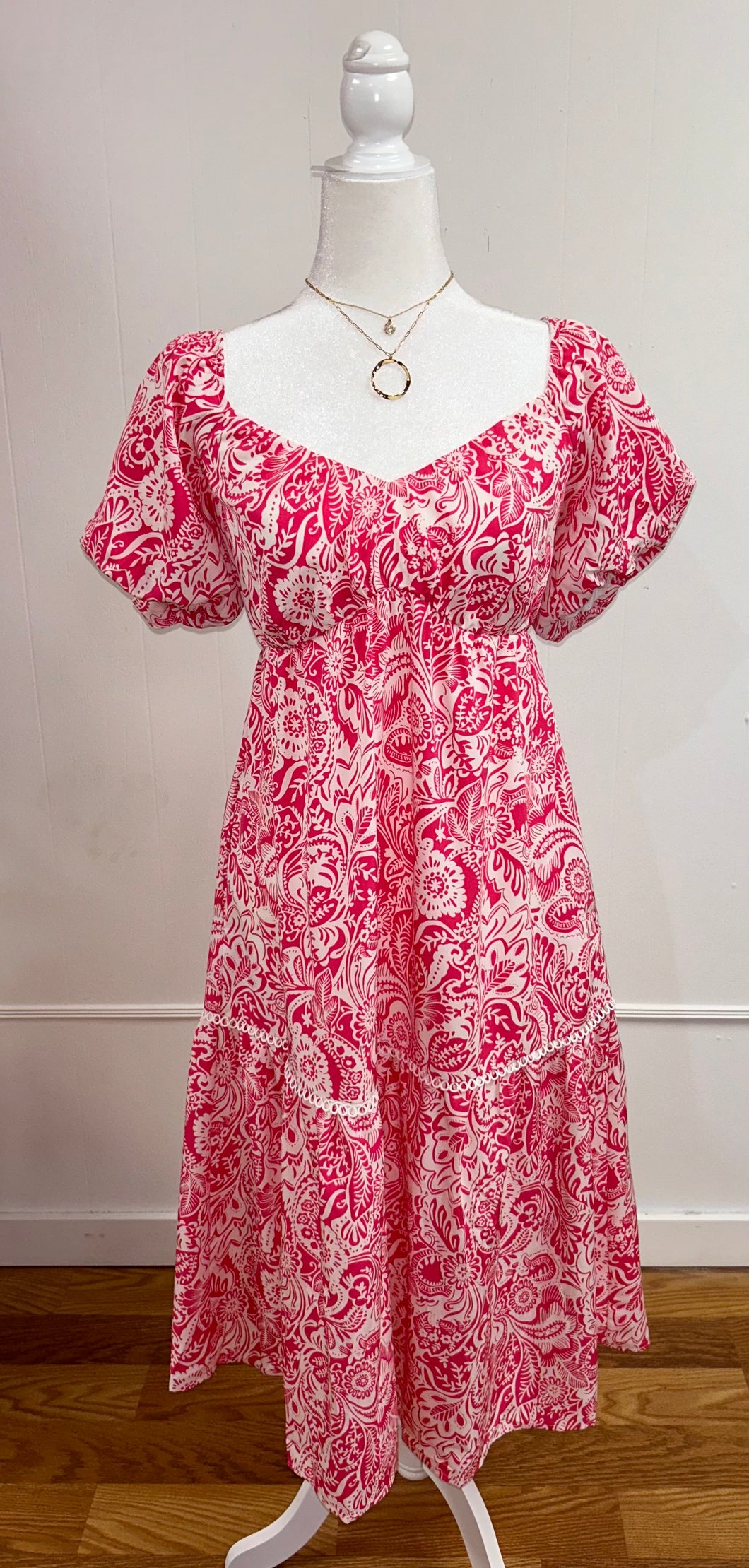 Pink Midi Dress with pockets