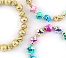 3- piece bracelet set. Spring colors. 1-gold beaded