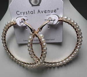 Pearl large hoop earrings