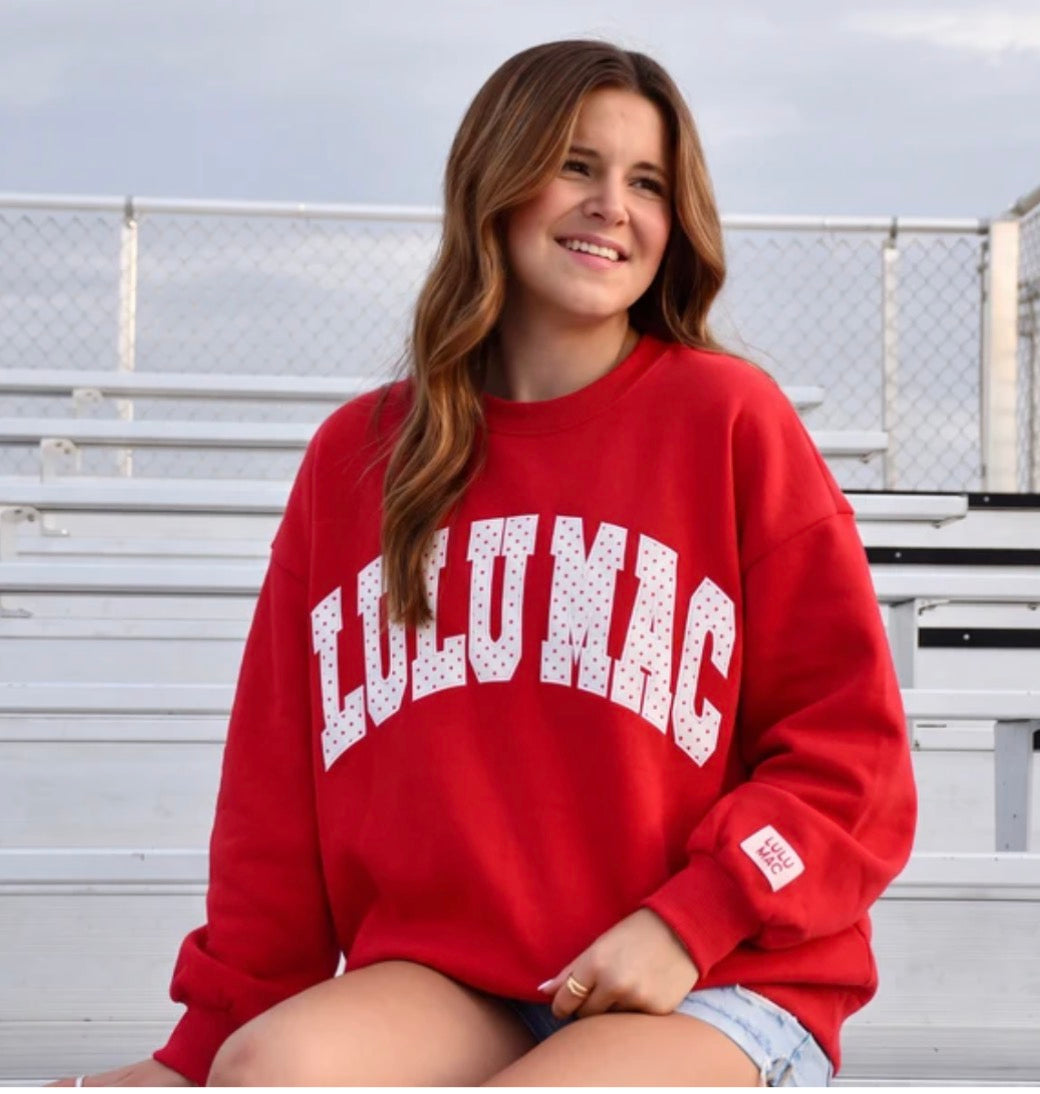 Lulu Mac red sweatshirt polka dot