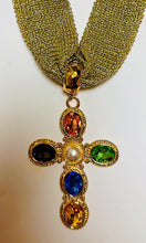 Cross Charm Mesh Statement Necklace multi color cross