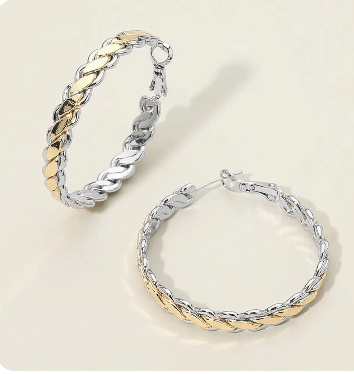 14k gold plated two tone earrings
