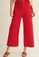 Red Scallop Edge Pocket Detail Wide Leg Pants