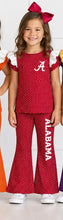 Girls Game Day Polka Dot Ruffle Top & Flare Pant 2PCS Set-Alabama