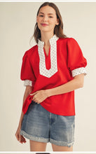 Tiny Polka Dot Contrast Accent Lovely Solid Top