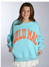 Lulu Mac aqua/peach orange puff letters