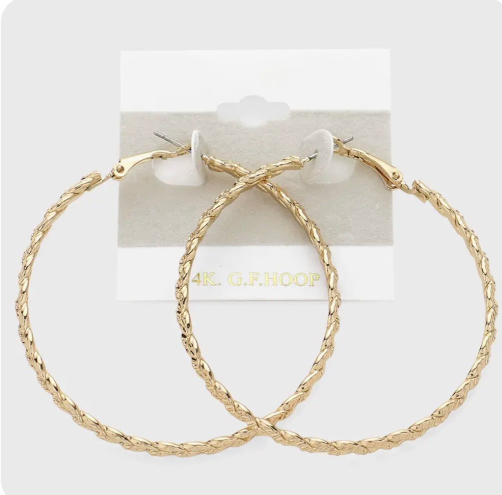 Gold metal hoop earrings