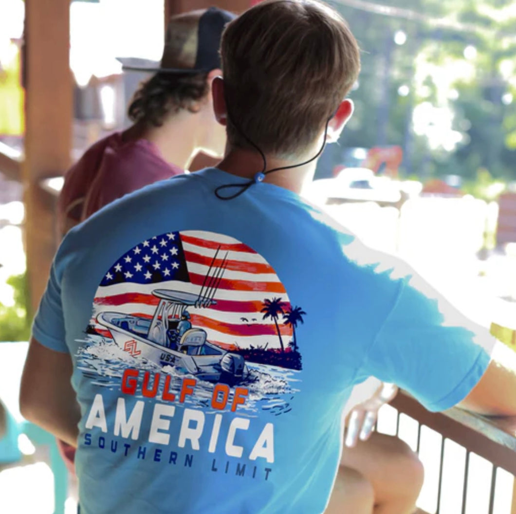 GULF BOAT TURQUOISE gulf of America tee shirt unisex