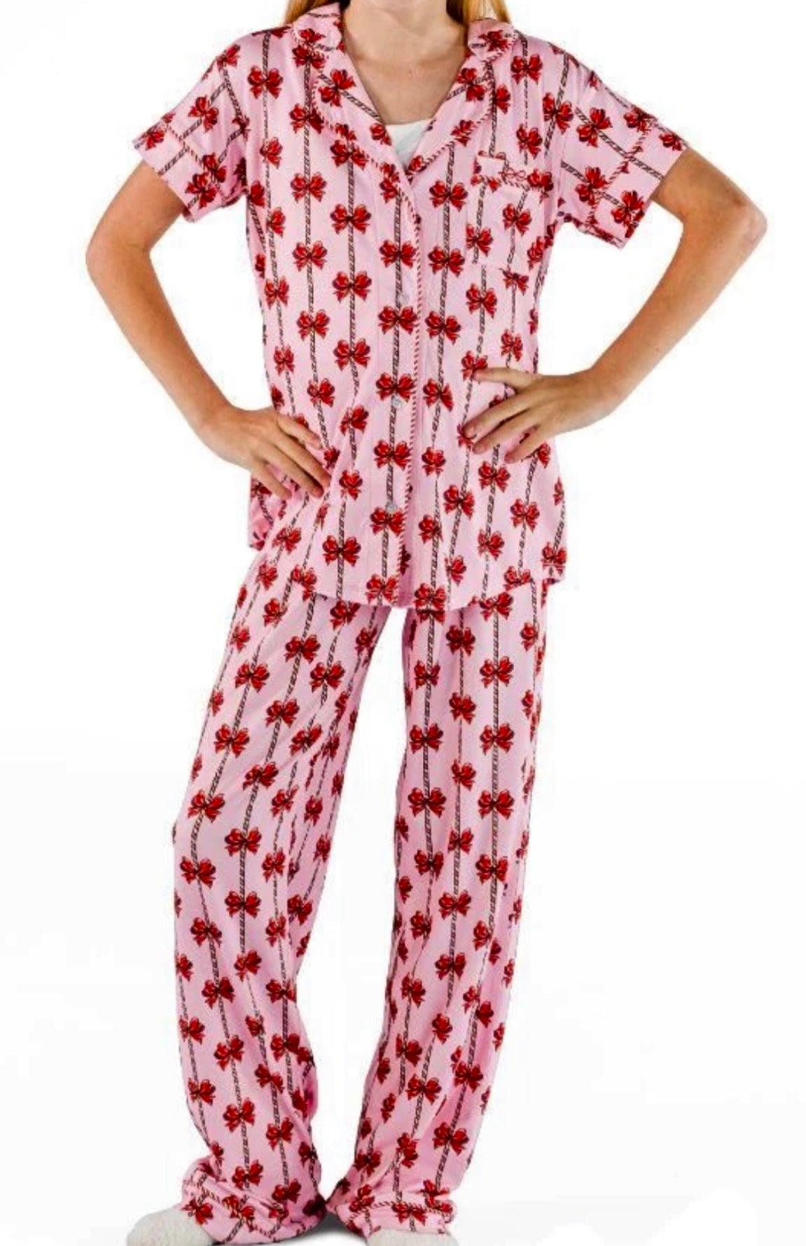 Pink and red bow pajamas