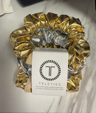 Large gold silver Teleties scrunchies