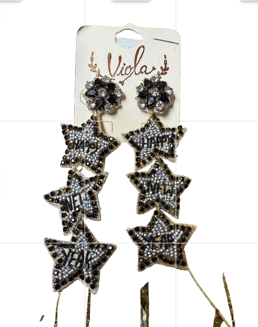 Happy new year long earrings