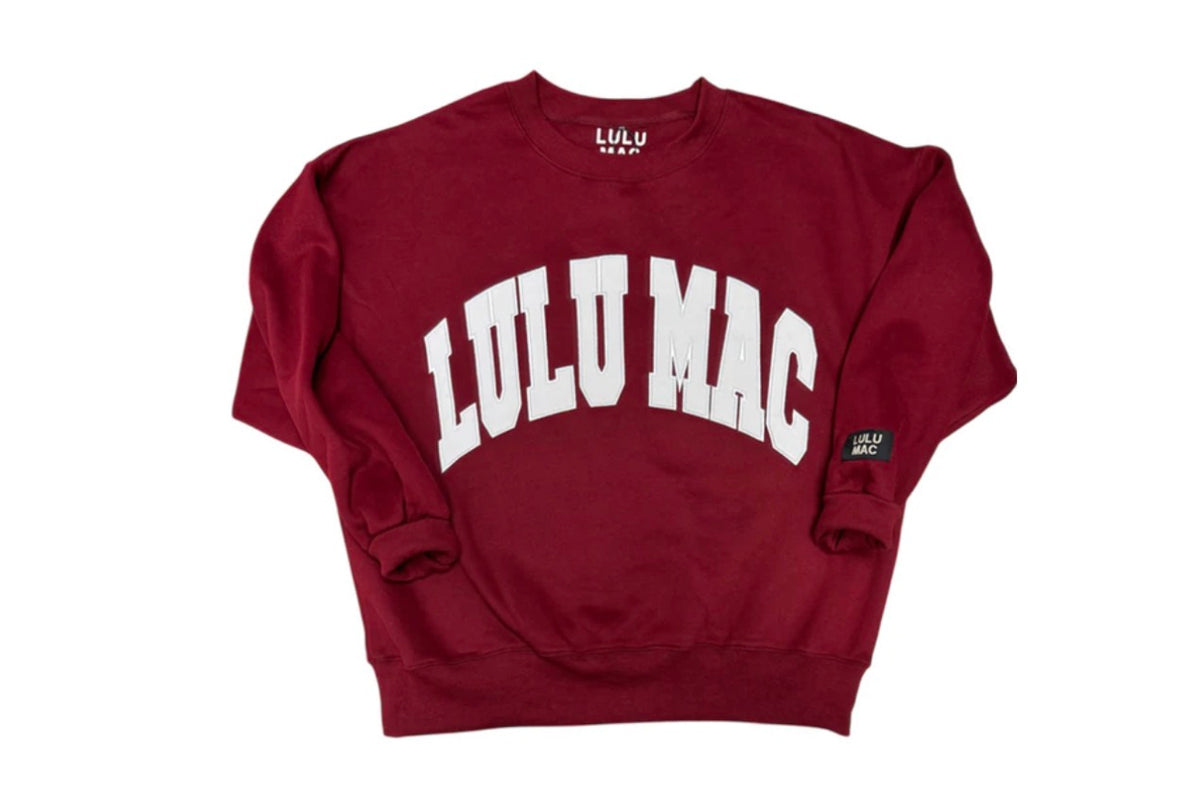 Lulu Mac Maroon white stitch sweatshirt