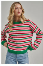 Cozy stripe sweater pink green red colors