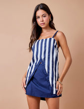 Striped cami top split open  front with skort