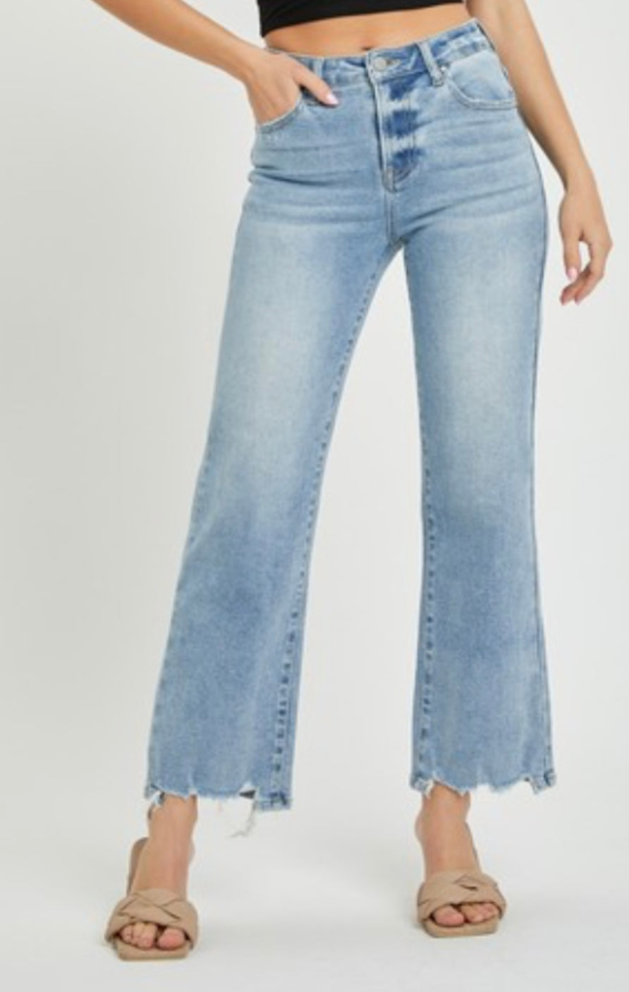 Risen brand High rise ankle straight relax fit risen jeans