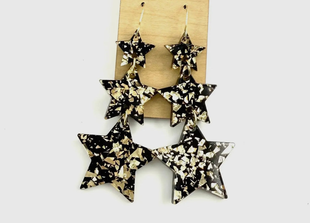 Starry night waterfall New Years earrings