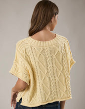 Butter yellow Round Neck Short Sleeve Knit Sweater Top