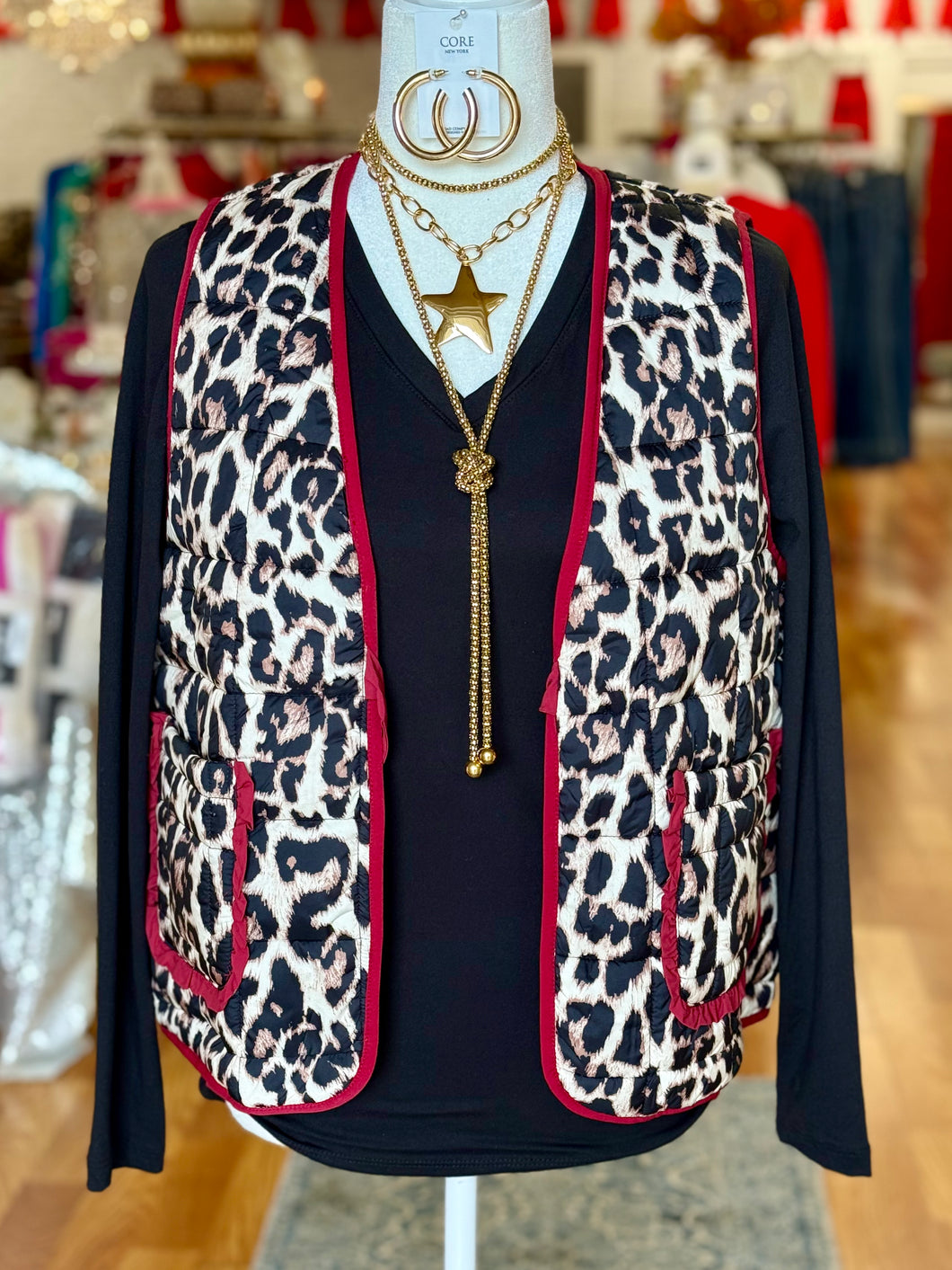 Leopard Printed Quilt Vest