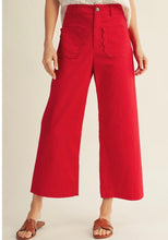Red Scallop Edge Pocket Detail Wide Leg Pants