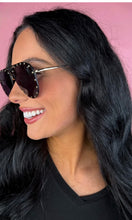 Showstopper Studded Aviator Sunglasses-black gold