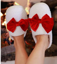 Cozy bow slippers red bow