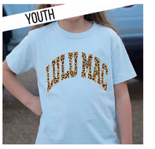 Youth lulu Mac leopard blue tee