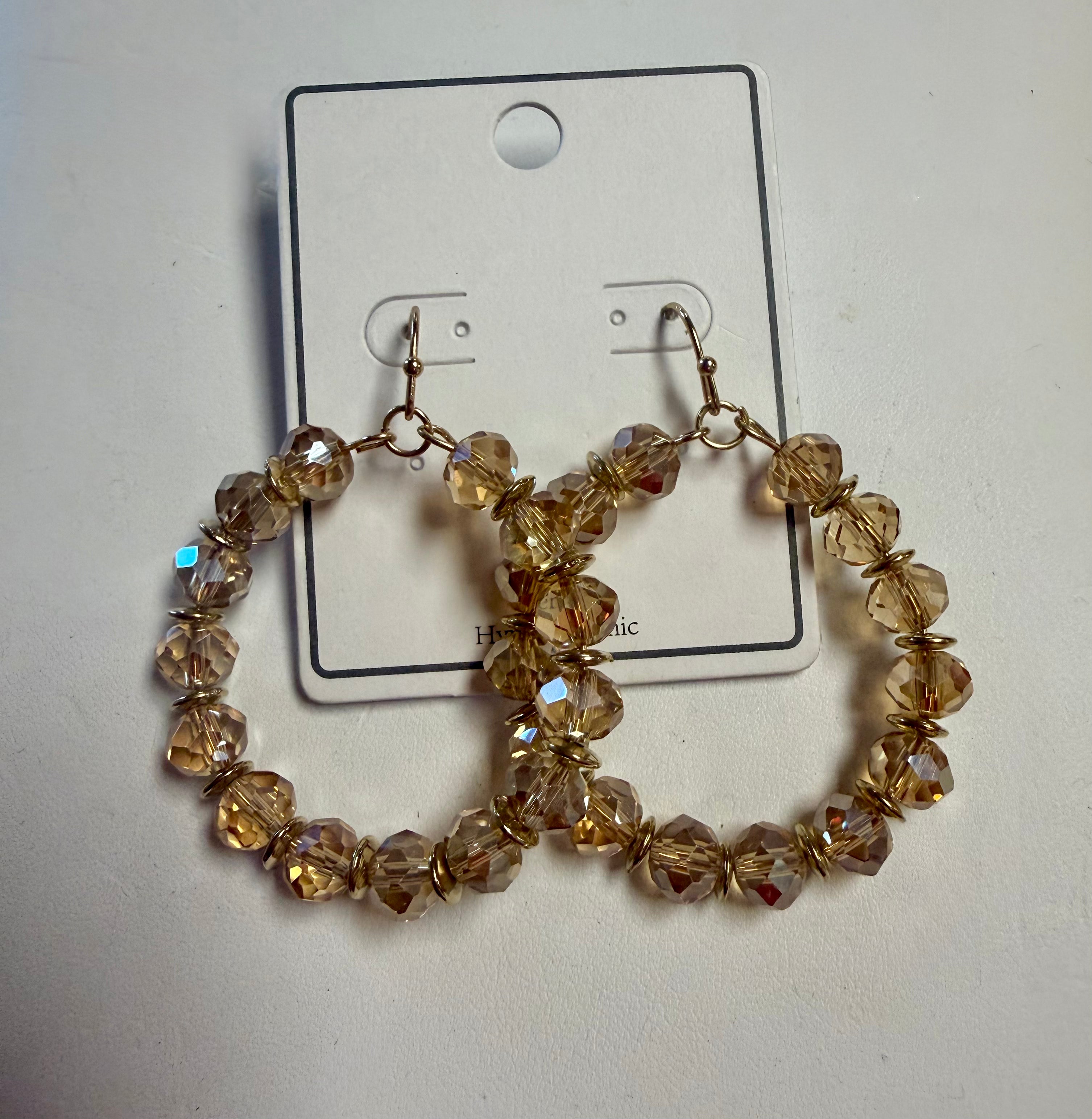 Gold round bead earrings