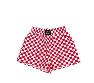 Lulu Mac dark red check shorts