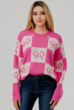 Checkered bow sweater