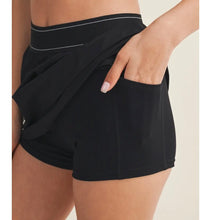 Black designer inspired Lightweight Skort with Elastic Waistband