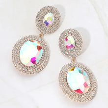 Bold Double Oval Pave Halo Link Drop Evening Earrings-large