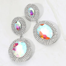 Bold Double Oval Pave Halo Link Drop Evening Earrings-large
