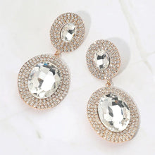 Bold Double Oval Pave Halo Link Drop Evening Earrings-large