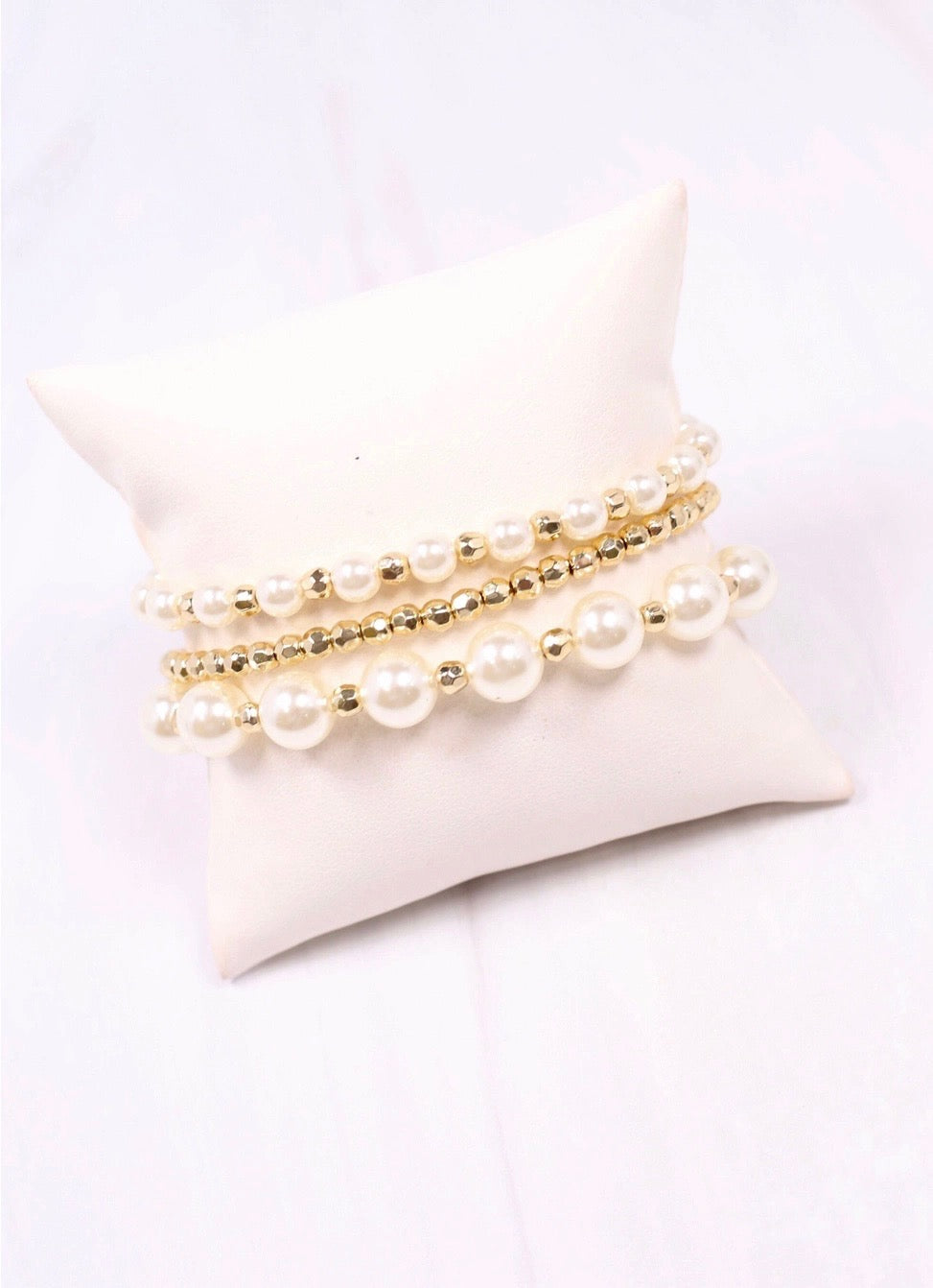 Pearl Stretch Bracelet Set Ivory