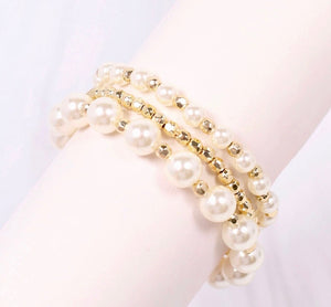 Pearl Stretch Bracelet Set Ivory