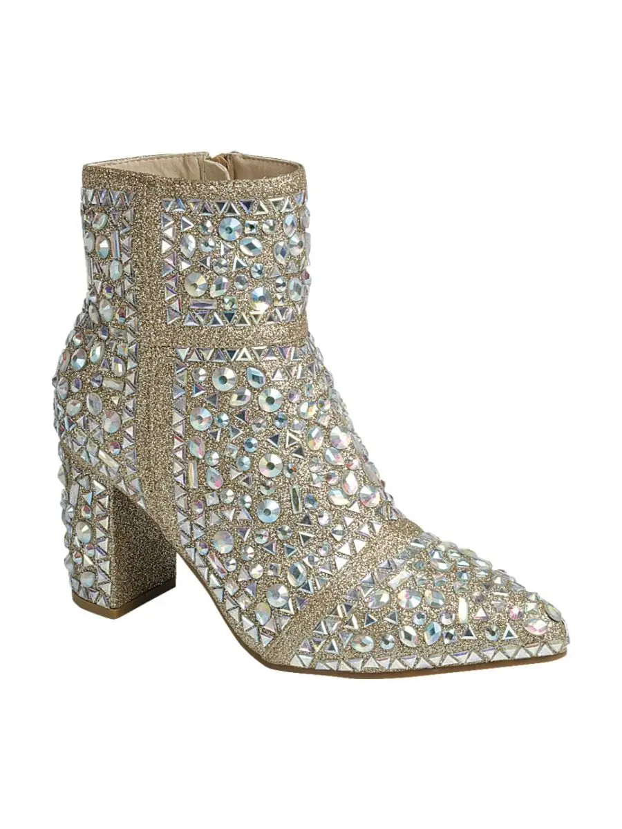 Iridescent champagne boots