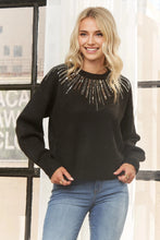 Black Front Sequin Embellishment Sweater
