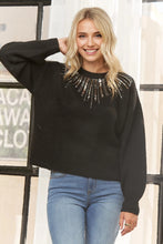 Black Front Sequin Embellishment Sweater