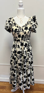 Floral Mix Maxi dress with Ruffle Sleeves