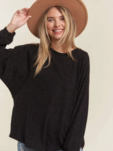 Black Metallic Loose Fit Top with Lurex