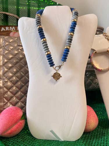 Beaded Necklace with Gold Pendant